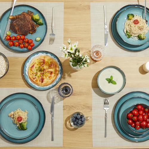 Stoneware Dinnerware Sets for 8 (Green Black / Set (32pcs))