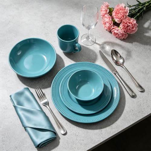 HomeVSS 20 PC Pearl Dots Stoneware Dinnerware Set