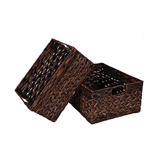 Rectangular Water Hyacinth Woven Storage Baskets for Shelves (Large and Small)