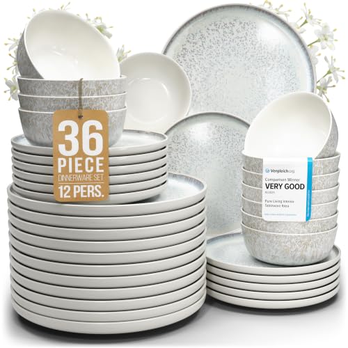 36 Piece Stoneware Dinnerware Set for 12 (Light / Beige / Set for 12 (36pcs))