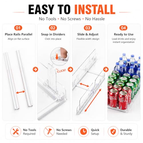 Stackable Soda Can Organizer for Refrigerator (5 Row)
