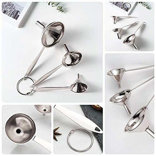 Small Funnels for Filling Bottles Stainless Steel Kitchen Funnels (3 Count)