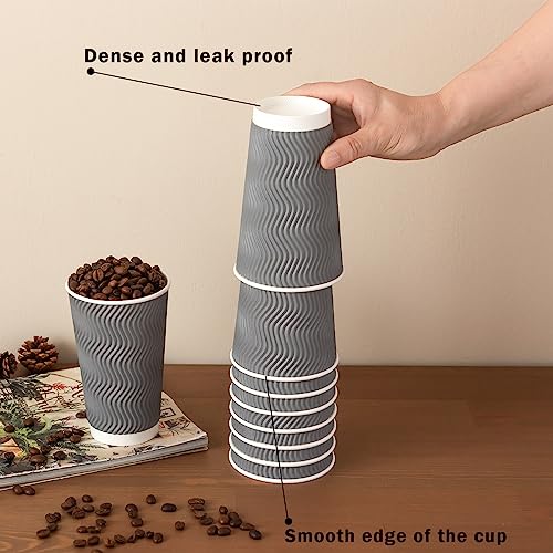 90 Pack 16 oz Coffee Cups Disposable Insulated Paper Cup Gray (Gray / 16 oz-90)
