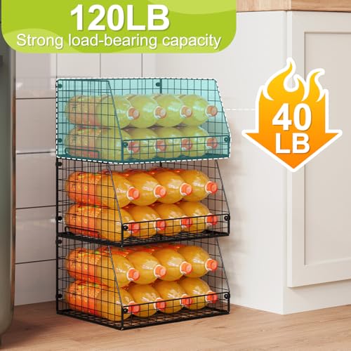 3 Pack XXL Stackable Wire Baskets (4 Count)