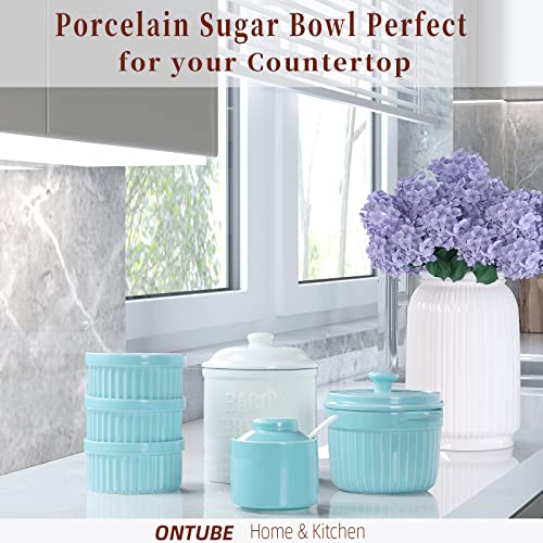 Ceramic Sugar Bowl with Lid and Spoon 8oz
