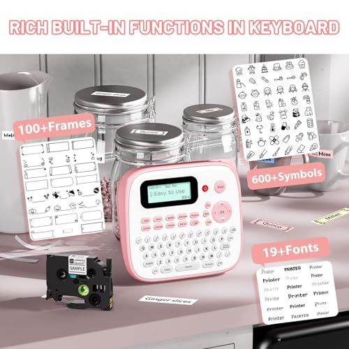 D210S Pink Label Maker Machine with (Pink)