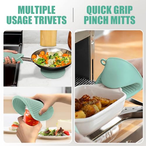 2 Pack Silicone Pot Holders for Kitchen (Bermuda Teal)