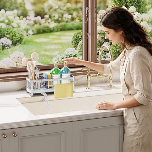 Sponge Holder for Kitchen Sink (Silver-large / Large)