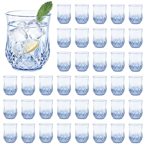 40 Pack Plastic Stemless Wine Glasses (12oz-blue)