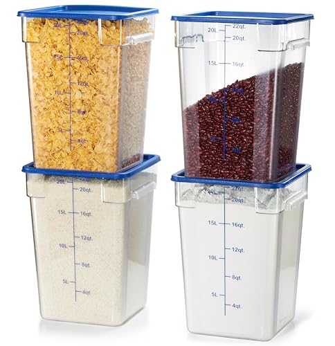 4 Pack Food Storage Containers with Blue Lids (22.0 Qt 4-Pack(Blue Lids))