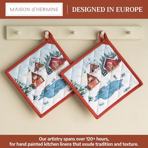 Pot Holders 100% Cotton Potholders (125 - Megeve / 8" x 8" (Pot Holder Pack of 2))