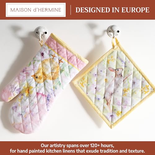 100% Cotton Oven Mitt & Pot Holder Set (095 - Easter Zest / 7.5" x 13" & 8" x 8" (Oven Mitt & Pot Holder))