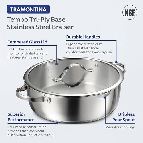 Tempo Tri Ply Base Stainless Steel 6 (Braiser / 6.3 Quarts)
