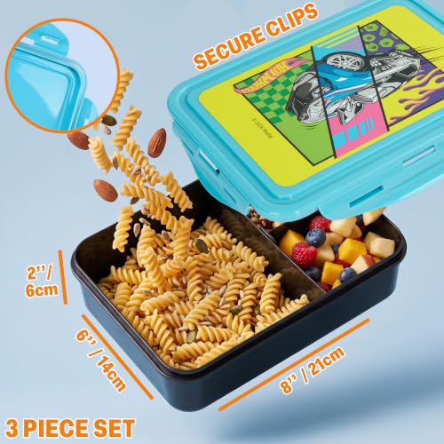 Hot Wheels Boys Lunch Box 3Pc Set (Multi Hot Wheels)