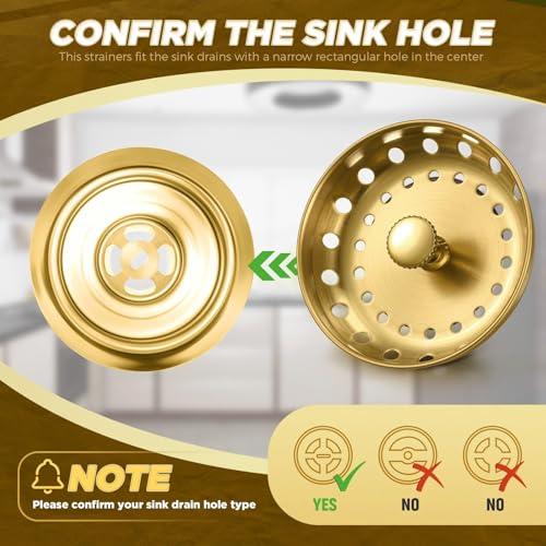 3 Pcs Sink Plug Stopper Disposal Drain Strainer (Antique Gold)
