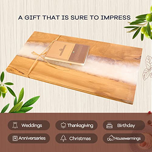 Italian Olive Wood luxury Cheese board with Resin (White)