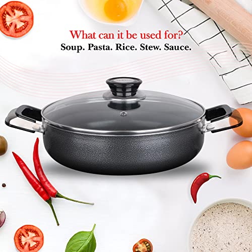 3 Quart Non stick Caldero Stock Pot with Tempered Glass Lid and Carrying Handles (3-Quart Caldero / Standard Packaging)