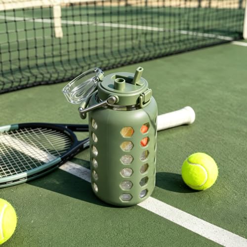 84 oz Glass Water Bottle (Olive / 84 Ounces)