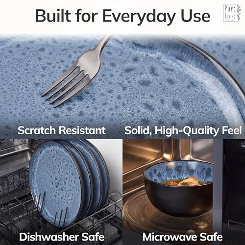 24 Piece Stoneware Dinnerware Set for 6 (Dark / Deep Blue / Set for 6 (24pcs))
