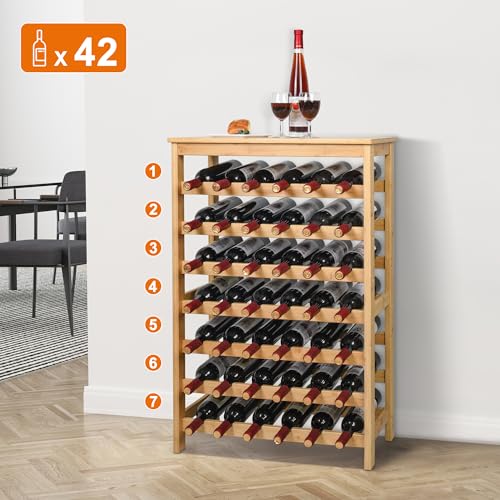42 Bottles Bamboo Wine Rack (Natural / 7-Tier)