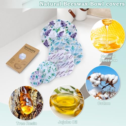 5Pcs Reusable Beeswax Elastic Bowl Covers for Bread Proofing and Food Cover (Lilacs)