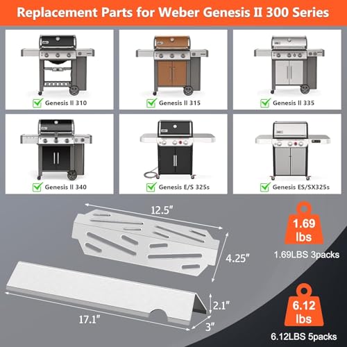 Grill Flavorizer Bars and Heat Deflector for Weber Genesis II 300 (H5 17.1")