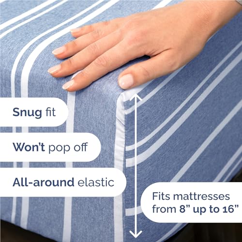 Full Size 4 Piece Sheet Set (42 - Blue Stripes 3 / Full)