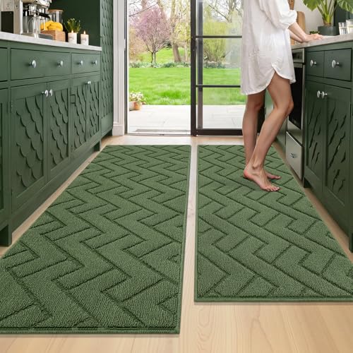 Kitchen Runner Rug (Green / 20"x48"+20"x59")