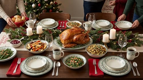 Royal 24 Piece Porcelain Dinnerware Set for 6 (Aster Green / 24)