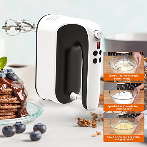 9 Speed Digital Hand Mixer Electric (White/Black)