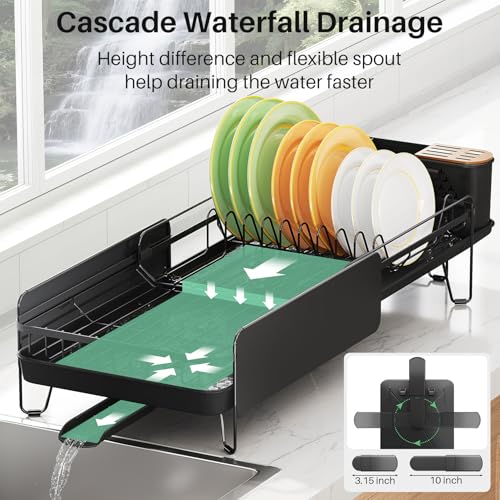 Large Dish Drying Rack for Kitchen Counter (Black)