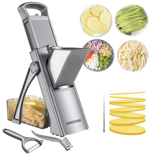 Safe Mandoline Slicer for Kitchen (3rd Gen, Gray)