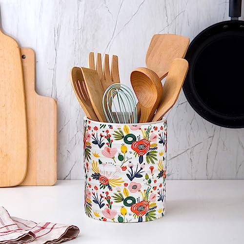 Kitchen Utensil Holder (Mint Floral)