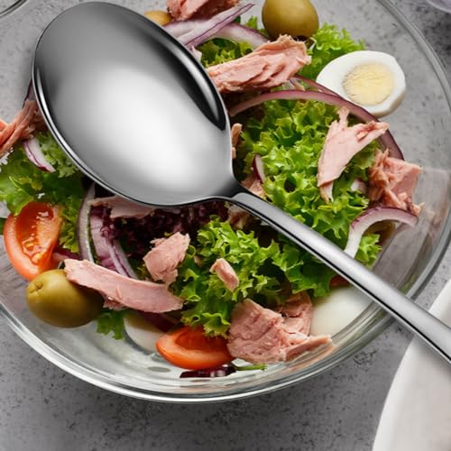 Stainless Steel Serving Spoons Set (8 Pieces (Large Only) / Silver)