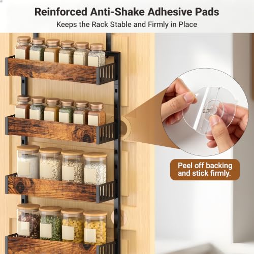 6 Tier Over the Door Pantry Organizer (Black-1P 6-Tier)