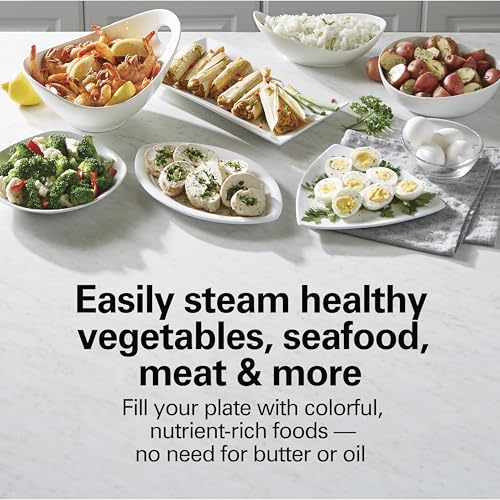 Digital Electric Food Steamer & Rice Cooker for Quick (Black & Stainless Steel / Stackable Two-Tier Bowls, 5.5 Quart)