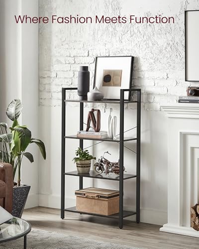 4 Tier Bookshelf (Charcoal Grey + Ink Black / 4 Tiers (11.8"D x 26"W) / Without Back Panels)