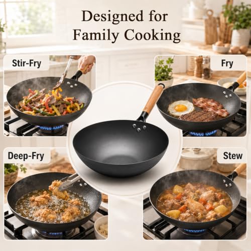 11.8" High Purity Iron Wok Pan (11.8 Inch Flat Bottom)