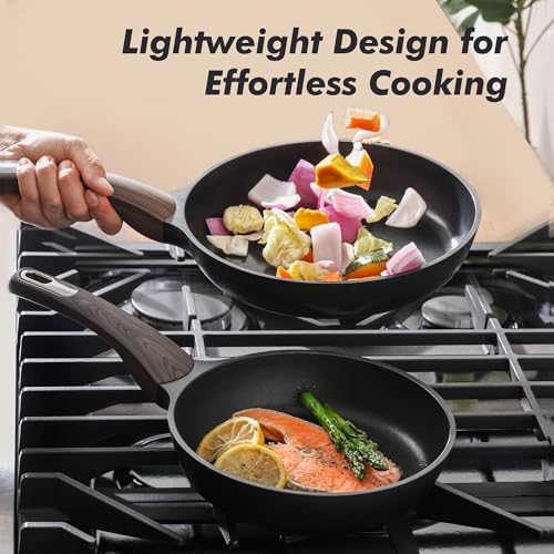 8Inch Nonstick Frying Pan Paella Pan (8 Inch / DARK Black)
