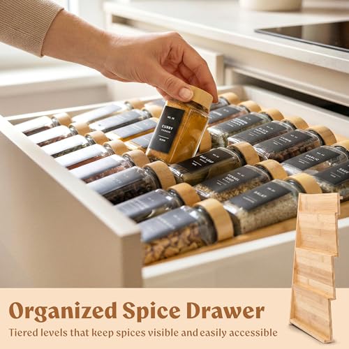 Bamboo Spice Drawer Organizer