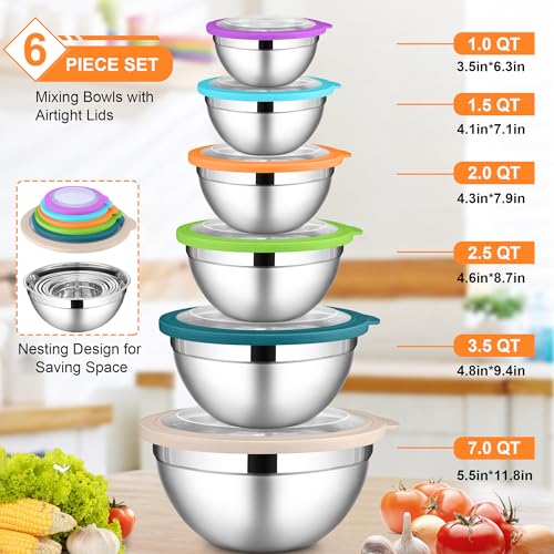 Mixing Bowls with Visible Lid Sets of 6 (12 Count)