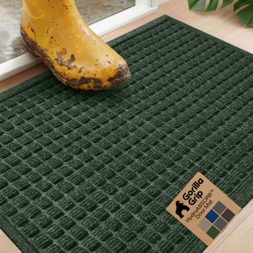 HydroABSORB Door Mat for Indoor Outdoor Use (Green / 29" X 17")