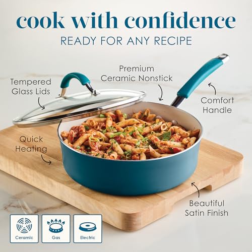 Cucina Ceramic Nonstick Saute Pan with Lid (Saute Pan (10") / Marine Blue)