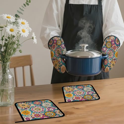 Vintage Mandala Oven Mitts and Pot Holders (4 Count)