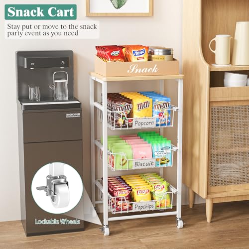 Fruit Vegetable Basket for Kitchen Pantry Storage Organizer (4 Tier / White)