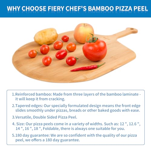 18” Bamboo Pizza Peel with 8 Slice Grooves (XX-Large 18"W(25.6" x 18"))