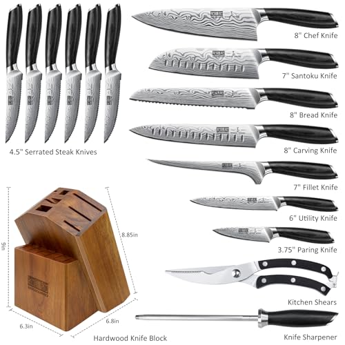 16 Piece Knife Set with Block (16 Pieces Knife Set)