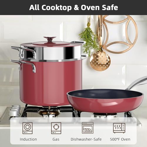 Lux 13pc Forged Lightweight Nonstick Ceramic Cookware Set (Cinnamon)