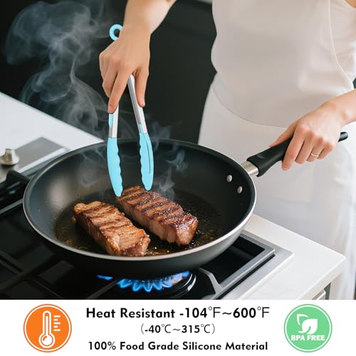 Silicone Kitchen Tongs for Cooking (Gradient Blue)