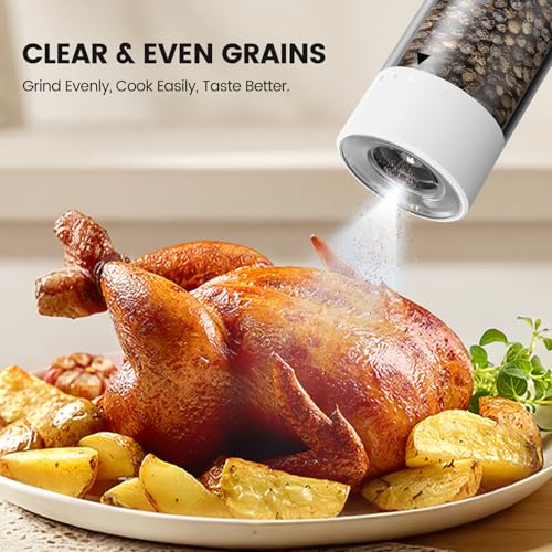 Electric Salt and Pepper Grinder Set (White/White)
